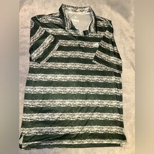 Green Striped Adidas Golf Polo Shirt. Size medium